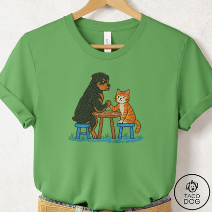 Rottweiler Arm Wrestling T-Shirt Leaf Taco-Dog