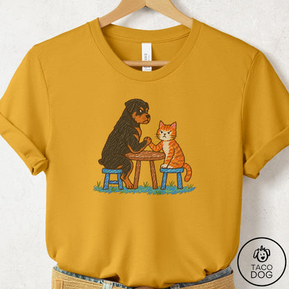 Rottweiler Arm Wrestling T-Shirt Mustard Taco-Dog