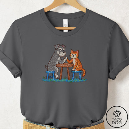 Schnauzer Arm Wrestling T-Shirt Asphalt Taco-Dog