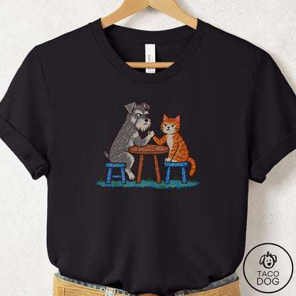 Schnauzer Arm Wrestling T-Shirt Black Taco-Dog
