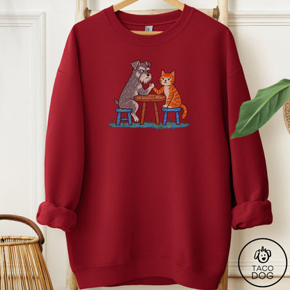 Schnauzer Arm Wrestling Sweatshirt Garnet Taco-Dog