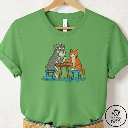 Schnauzer Arm Wrestling T-Shirt Leaf Taco-Dog