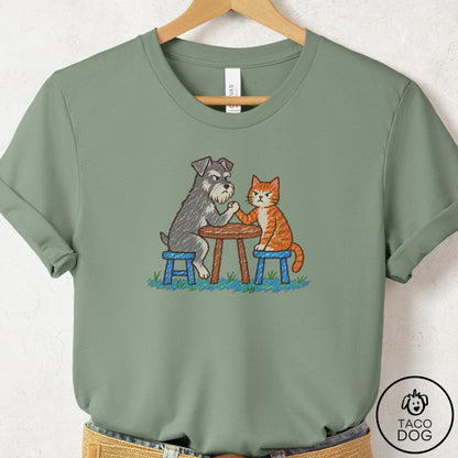 Schnauzer Arm Wrestling T-Shirt Sage Taco-Dog