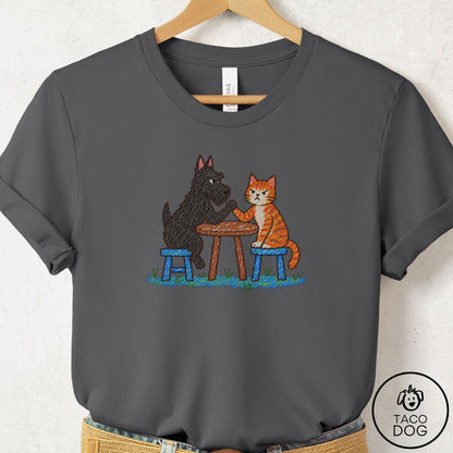 Scottie Arm Wrestling T-Shirt Asphalt Taco-Dog