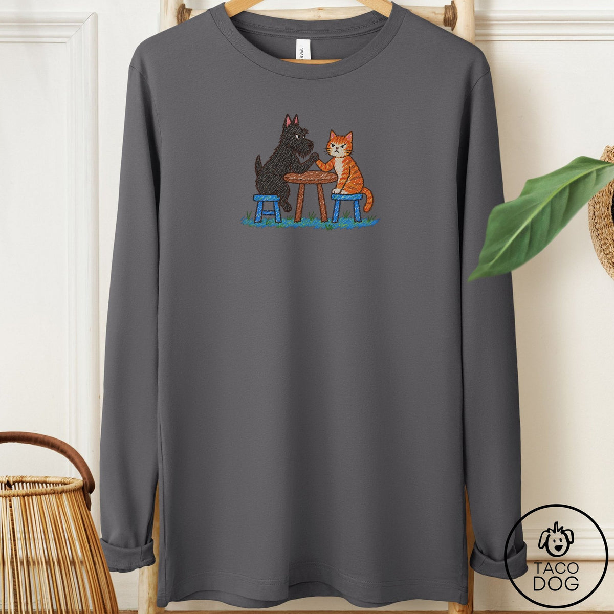 Scottie Arm Wrestling Long Sleeve Tee Asphalt Taco-Dog