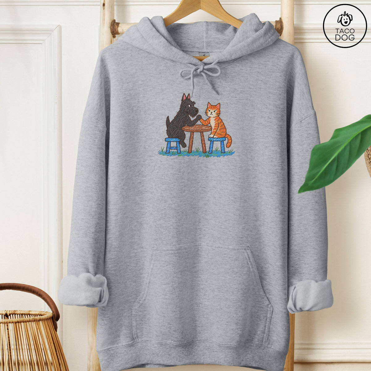 Scottie Arm Wrestling Hoodie Graphite Heather Taco-Dog
