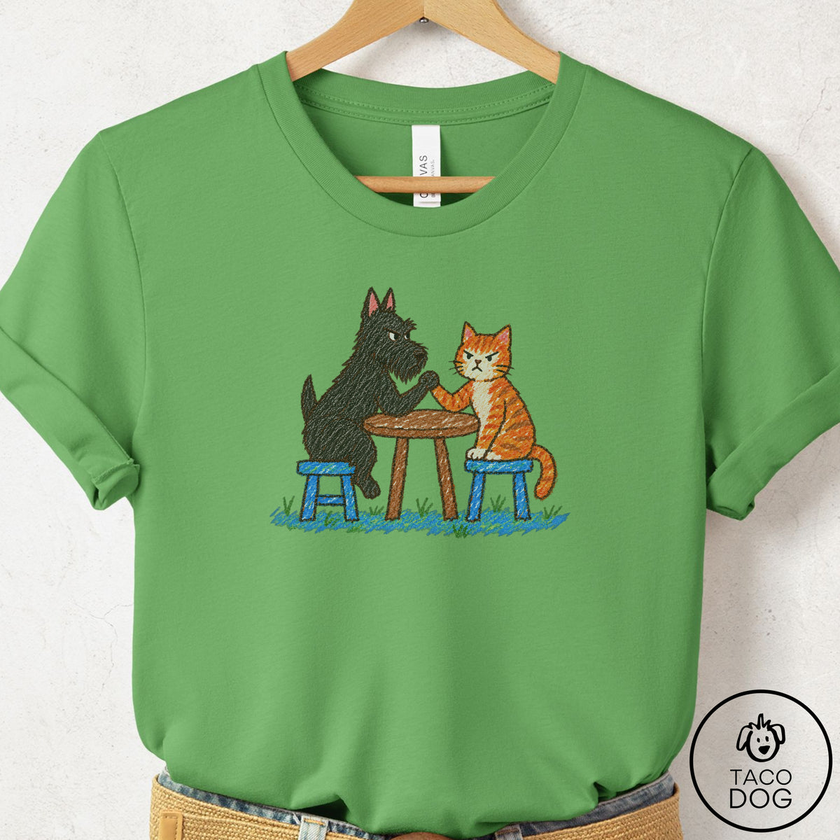 Scottie Arm Wrestling T-Shirt Leaf Taco-Dog