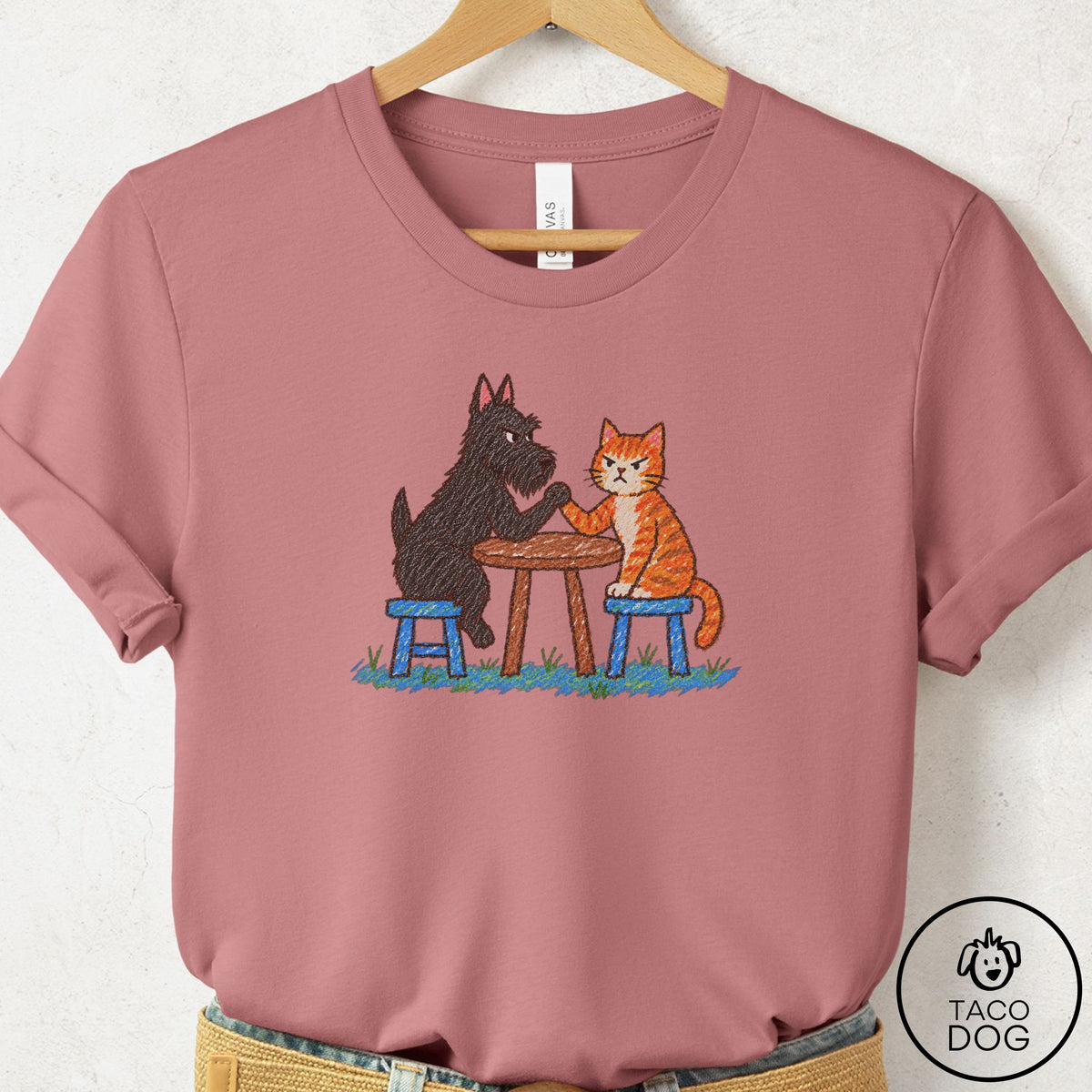 Scottie Arm Wrestling T-Shirt Mauve Taco-Dog