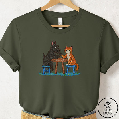 Scottie Arm Wrestling T-Shirt Military Green Taco-Dog