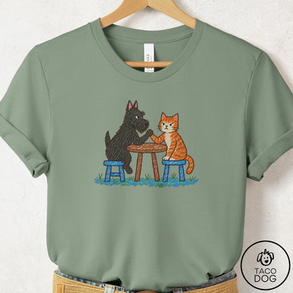 Scottie Arm Wrestling T-Shirt Sage Taco-Dog