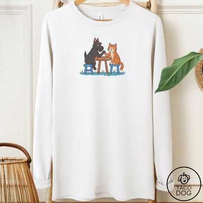 Scottie Arm Wrestling Long Sleeve Tee White Taco-Dog