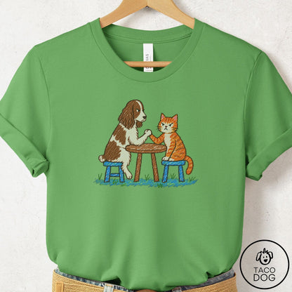Springer Spaniel Arm Wrestling T-Shirt Leaf Taco-Dog