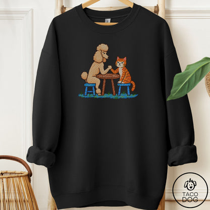 Poodle Arm Wrestling Sweatshirt Black Taco-Dog