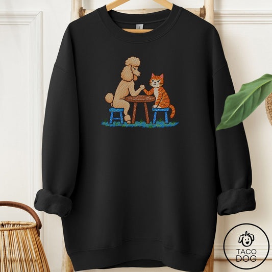 Poodle Arm Wrestling Sweatshirt Black Taco-Dog