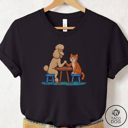 Poodle Arm Wrestling T-Shirt Black Taco-Dog