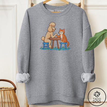 Poodle Arm Wrestling Sweatshirt Graphite Heather Taco-Dog