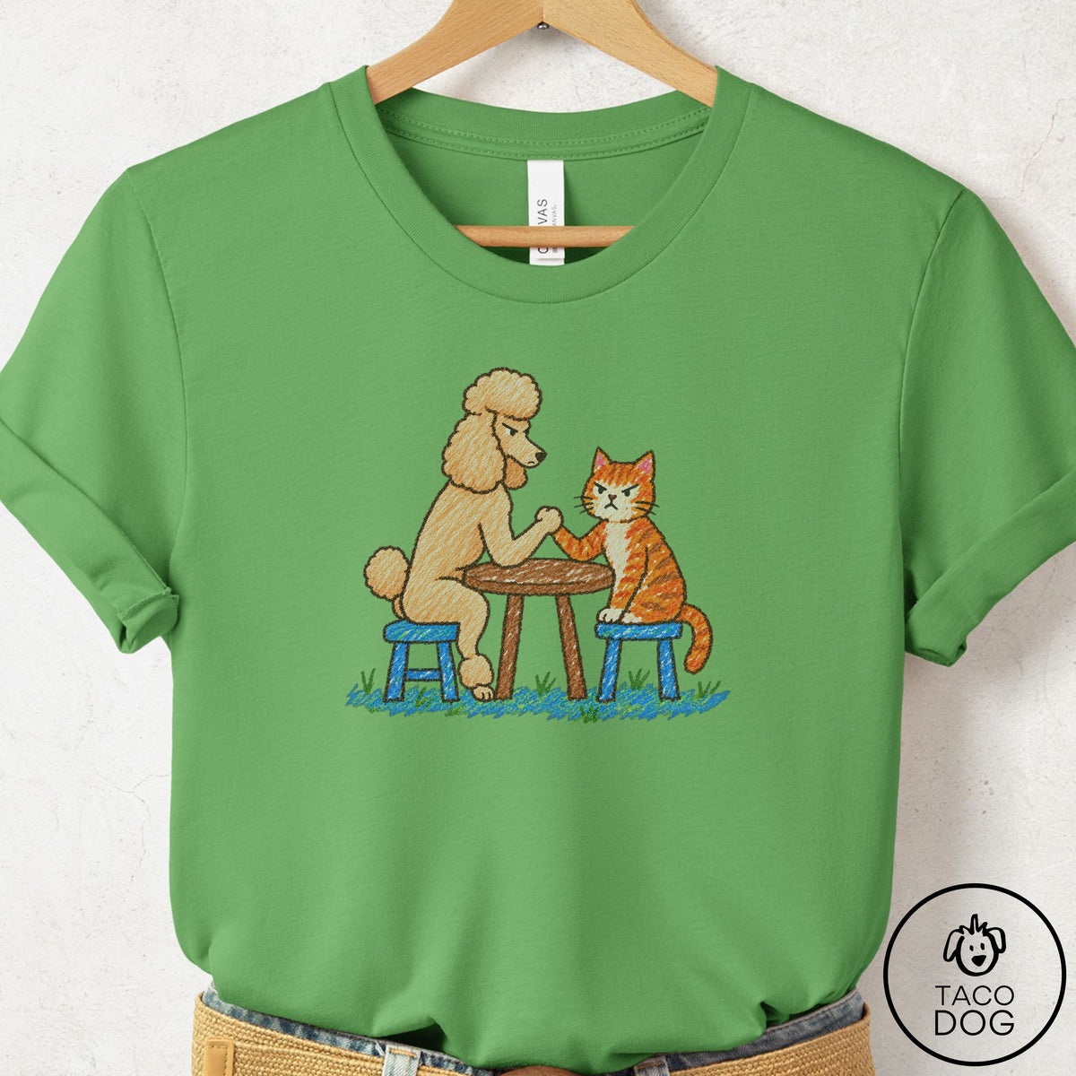 Poodle Arm Wrestling T-Shirt Leaf Taco-Dog