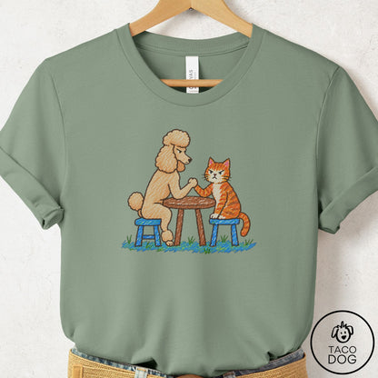 Poodle Arm Wrestling T-Shirt Sage Taco-Dog