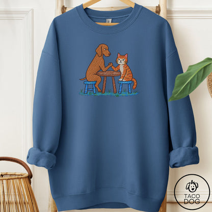 Vizsla Arm Wrestling Sweatshirt Indigo Blue Taco-Dog