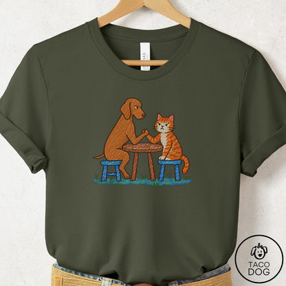 Vizsla Arm Wrestling T-Shirt Military Green Taco-Dog