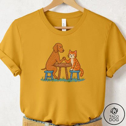 Vizsla Arm Wrestling T-Shirt Mustard Taco-Dog