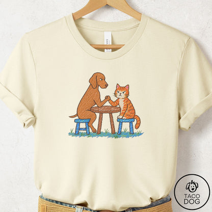 Vizsla Arm Wrestling T-Shirt Natural Taco-Dog