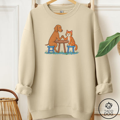 Vizsla Arm Wrestling Sweatshirt Sand Taco-Dog