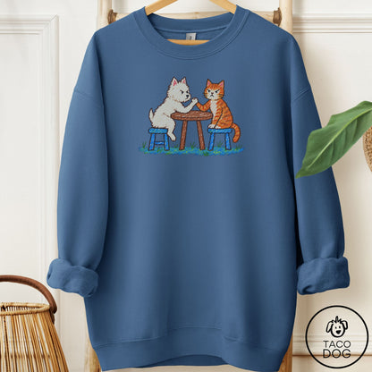 Westie Arm Wrestling Sweatshirt Indigo Blue Taco-Dog