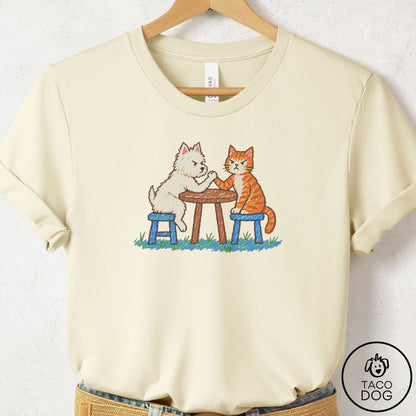 Westie Arm Wrestling T-Shirt Natural Taco-Dog