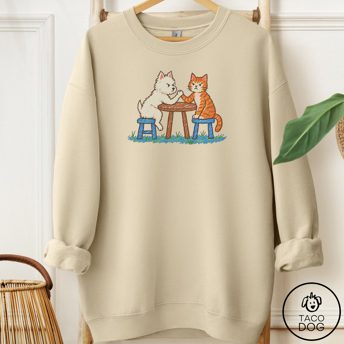 Westie Arm Wrestling Sweatshirt Sand Taco-Dog