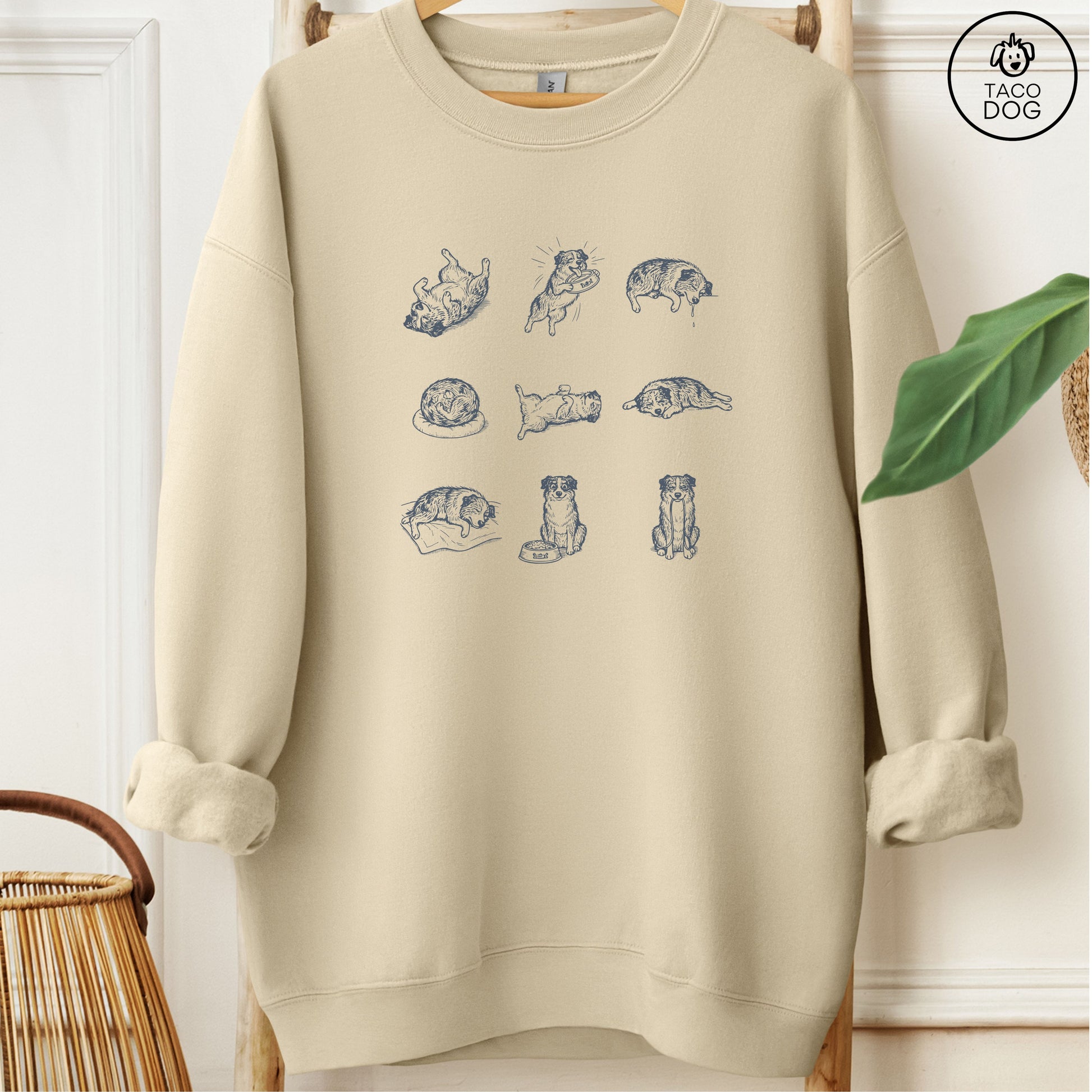 Australian Shepherd Aussie All Day Sweatshirt Sand Taco-Dog