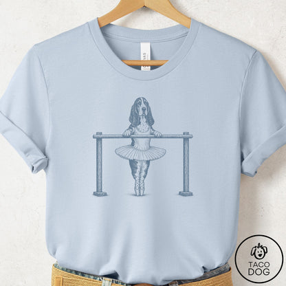 Basset Hound Ballet T-Shirt Light Blue Taco-Dog