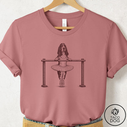 Basset Hound Ballet T-Shirt Mauve Taco-Dog