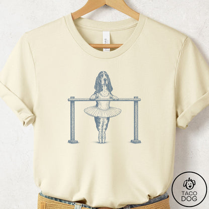 Basset Hound Ballet T-Shirt Natural Taco-Dog