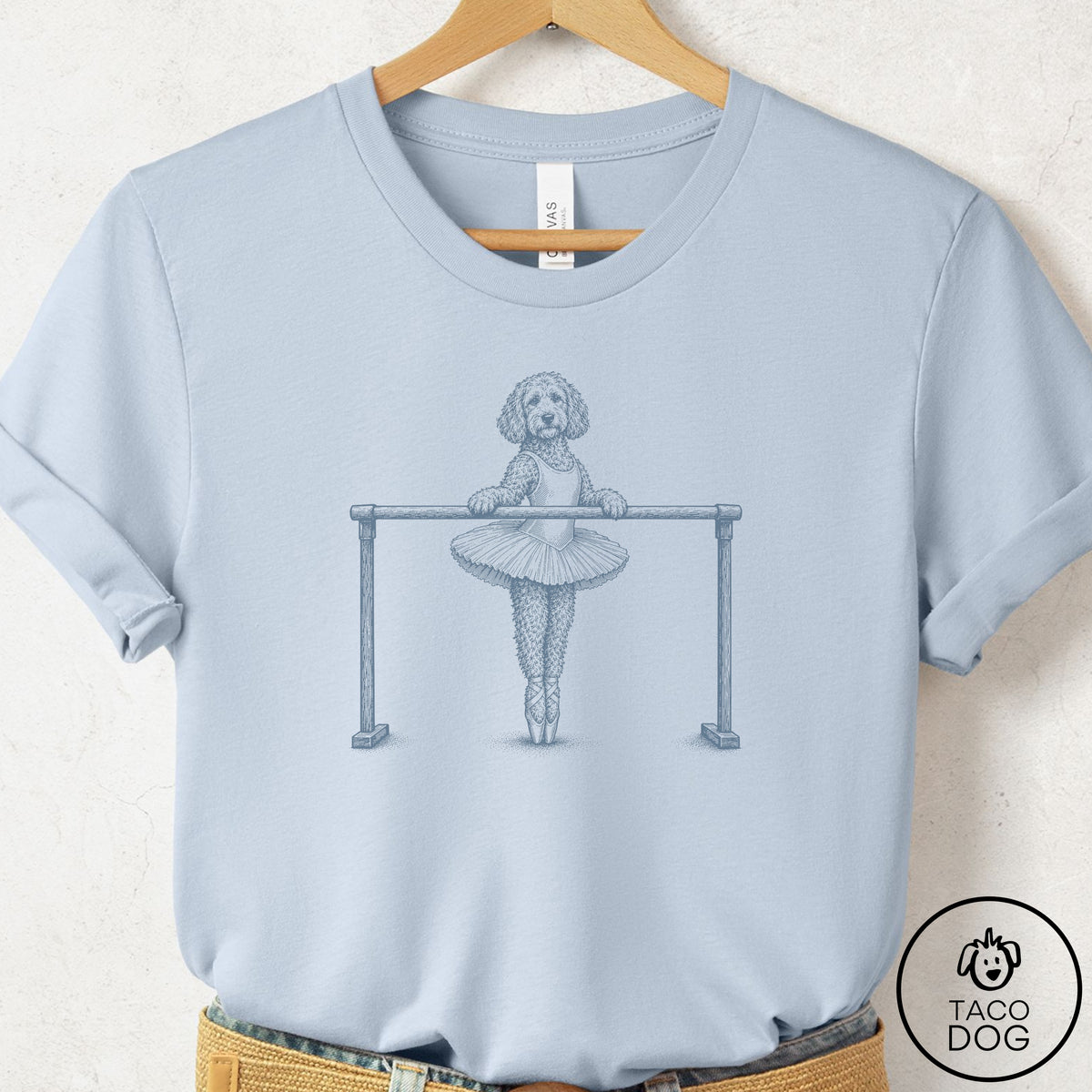 Doodle Ballet T-Shirt Light Blue Taco-Dog