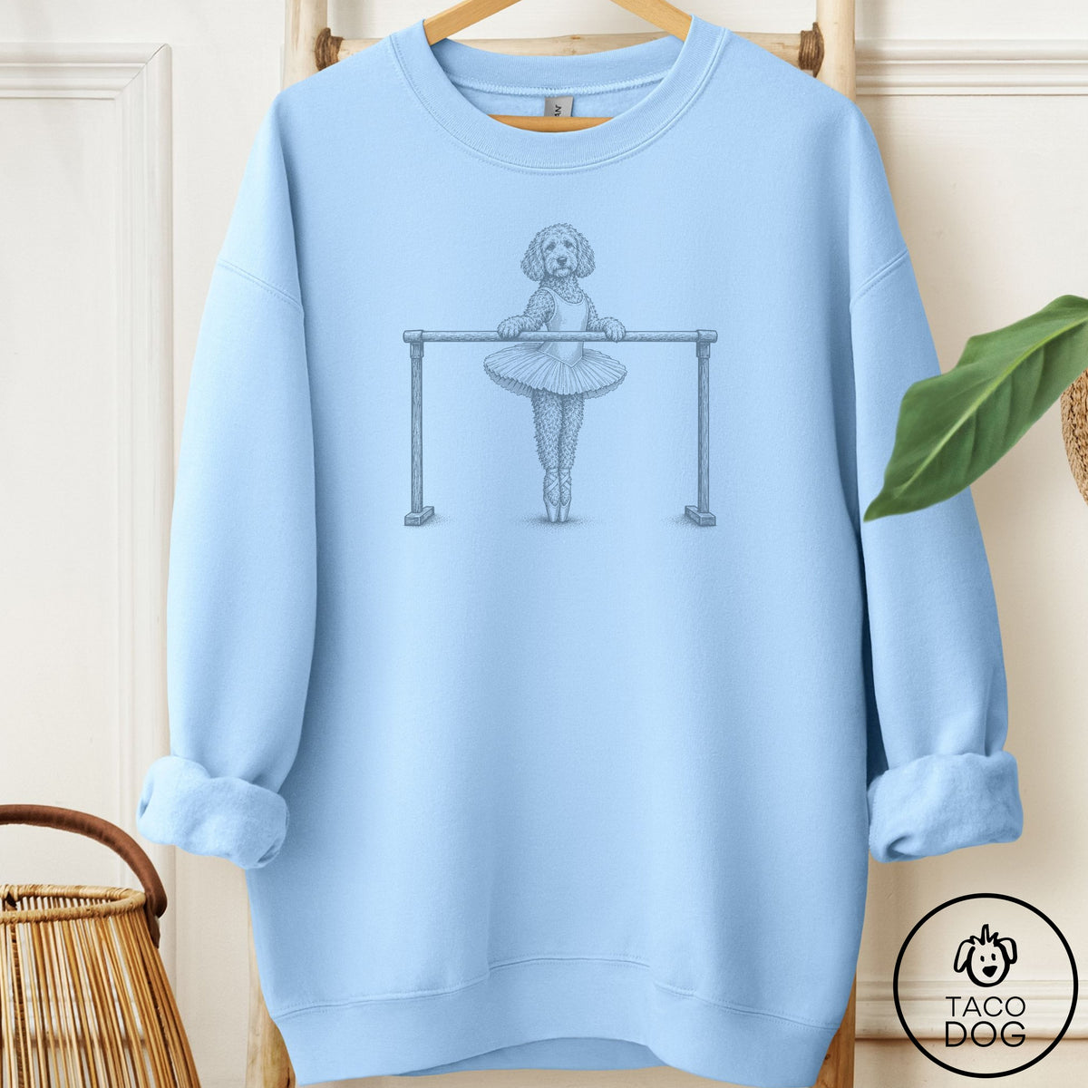 Doodle Ballet Sweatshirt Light Blue Taco-Dog