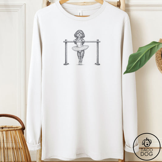 Havanese Ballet Long Sleeve Tee White Taco-Dog