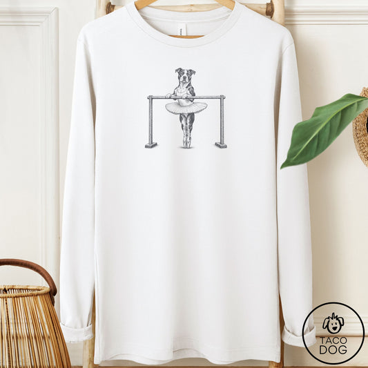 Pitbull Ballet Long Sleeve Tee White Taco-Dog