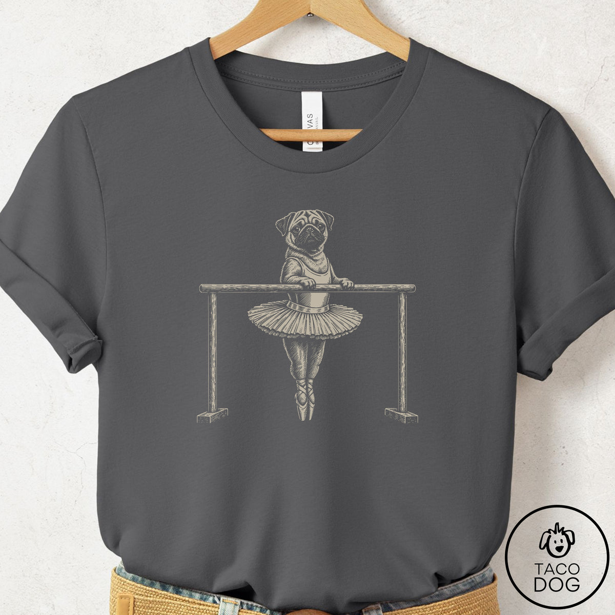 Pug Ballet T-Shirt Asphalt Taco-Dog