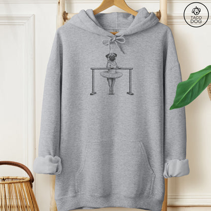 Pug Ballet Hoodie Graphite Heather Taco-Dog