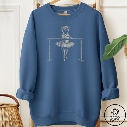 Pug Ballet Sweatshirt Indigo Blue Taco-Dog