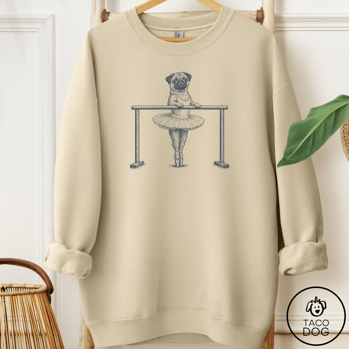 Pug Ballet Sweatshirt Sand Taco-Dog