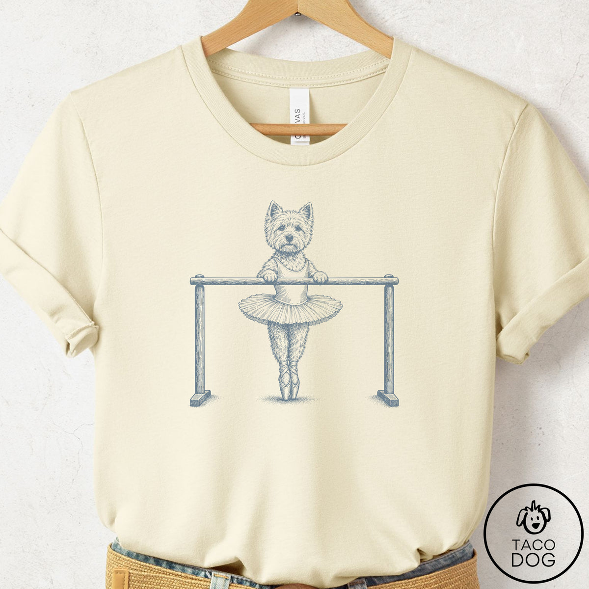 Westie Ballet T-Shirt Natural Taco-Dog