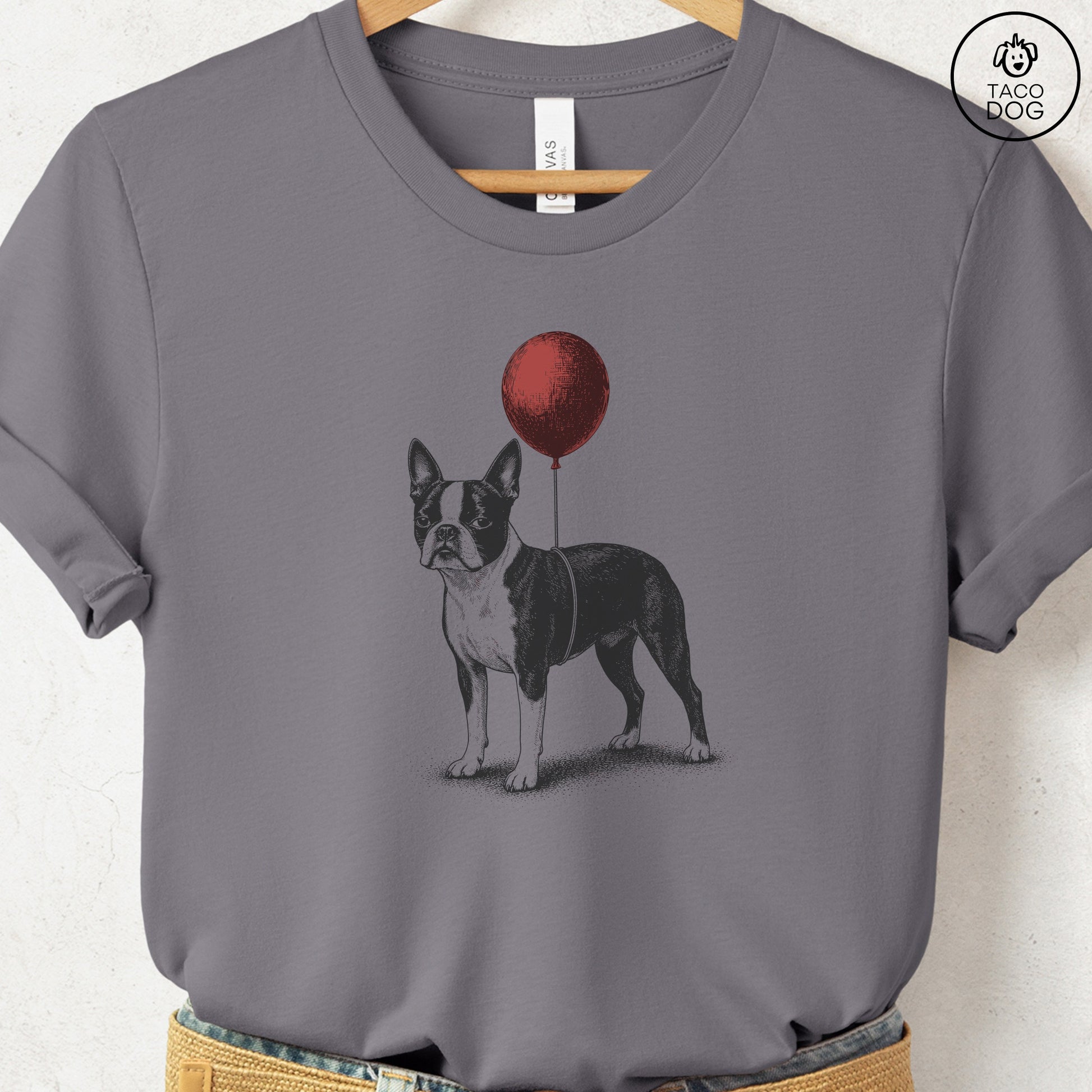 Boston Terrier Balloon T-Shirt Storm S Taco-Dog