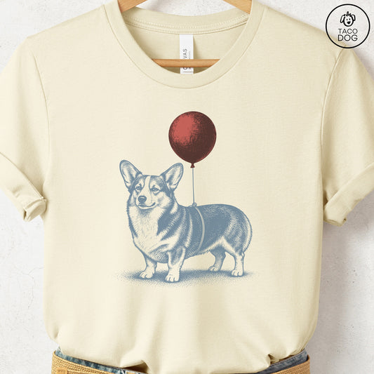 Corgi Balloon T-Shirt Natural S Taco-Dog