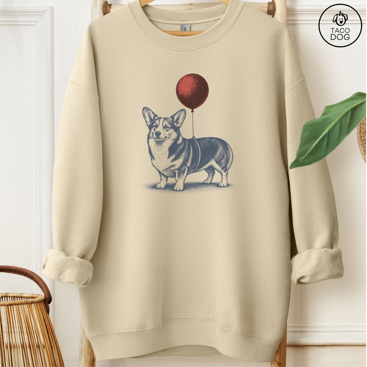 Corgi Balloon Sweatshirt Sand M Taco-Dog