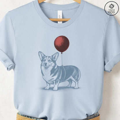 Corgi Balloon T-Shirt Light Blue S Taco-Dog