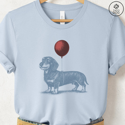 Dachshund Balloon T-Shirt Light Blue S Taco-Dog