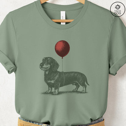 Dachshund Balloon T-Shirt Sage S Taco-Dog