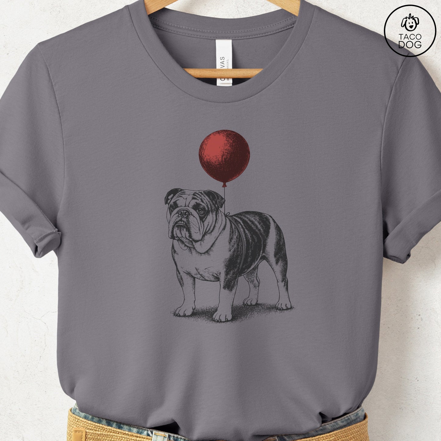English Bulldog Balloon T-Shirt Storm S Taco-Dog